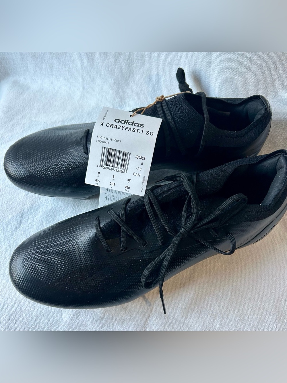Adidas X Crazyfast.1 SG Soccer Cleats All Black IG0808 Mens 8.5 NWT